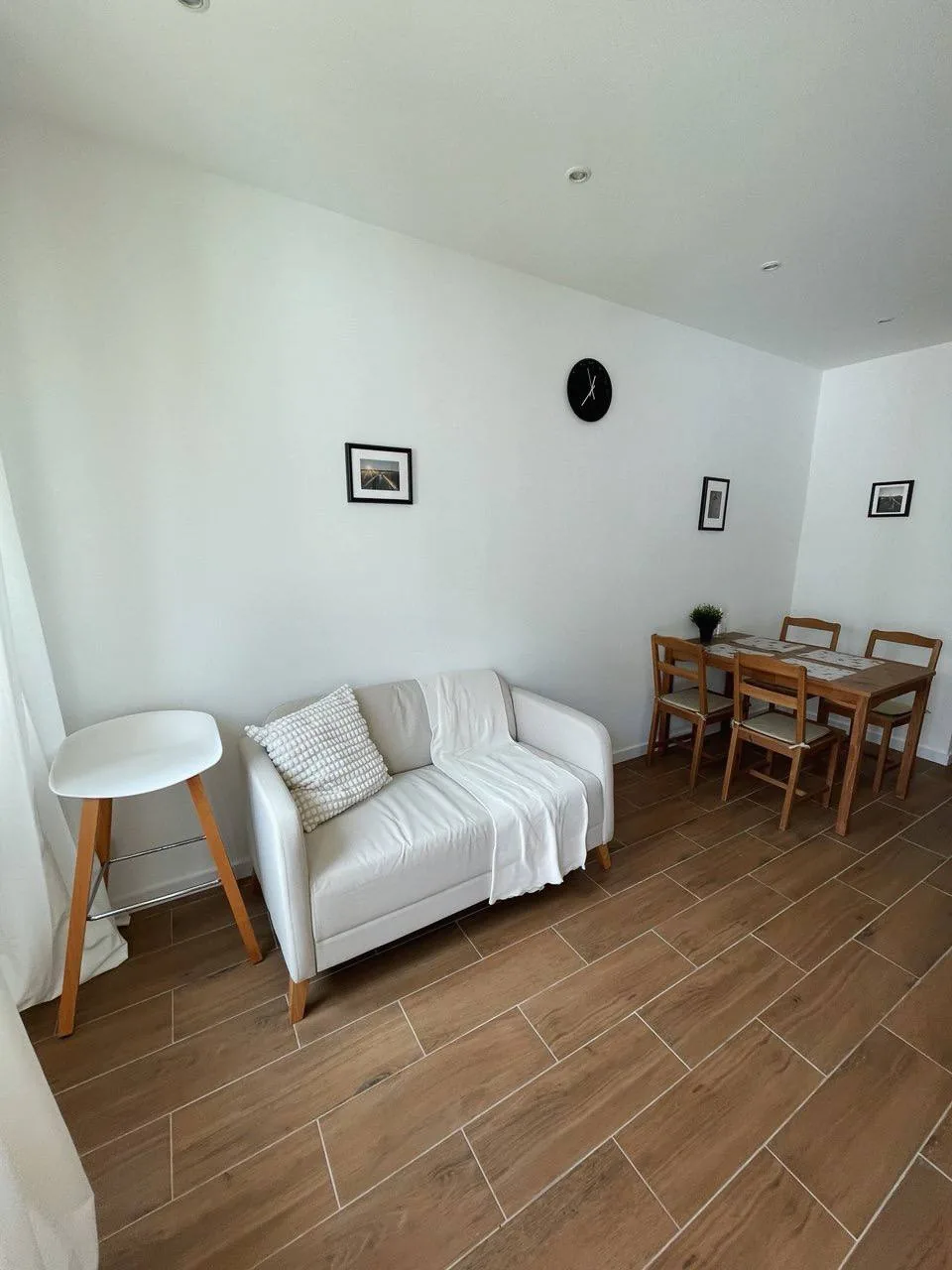 Bright living room with dining table