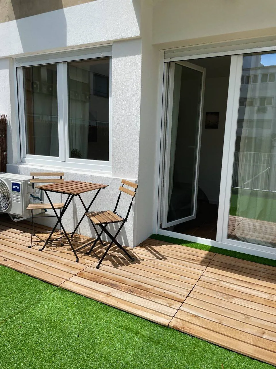 Sunny terrace with outdoor seating